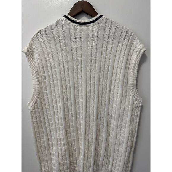 Lacoste Sport Creme Cricket Classic Cable Knit Sweater Vest Size 8 - Picture 7 of 8